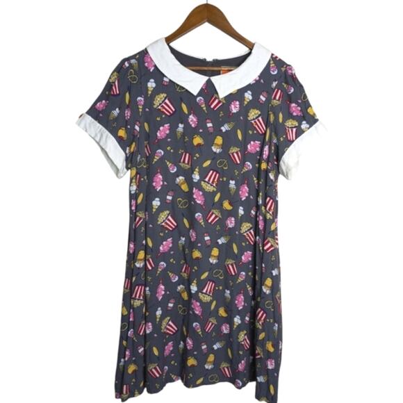 ModCloth Carnival Babydoll Skater Dress 1X Peter Pan Collar Food Print Retro - Picture 9 of 9